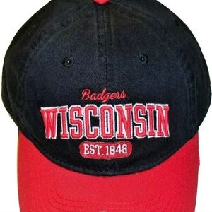 Wisconsin Badgers Mens Adjustable Strapback hat 1848 logo Ncaa College New